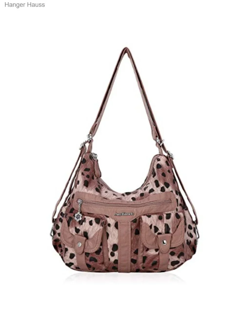 Faux Leather Convertible Hobo Handbag Backpack Crossbody with Pockets